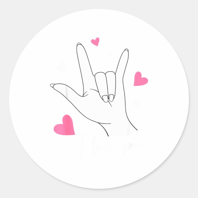 Adesivo Funny Valentines Day Heart I Love You Hand Sign La (Frente)