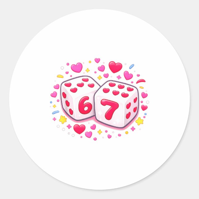Adesivo Funny Valentines Day Shirt Cute Dice 67 Meme 6-7 S (Frente)