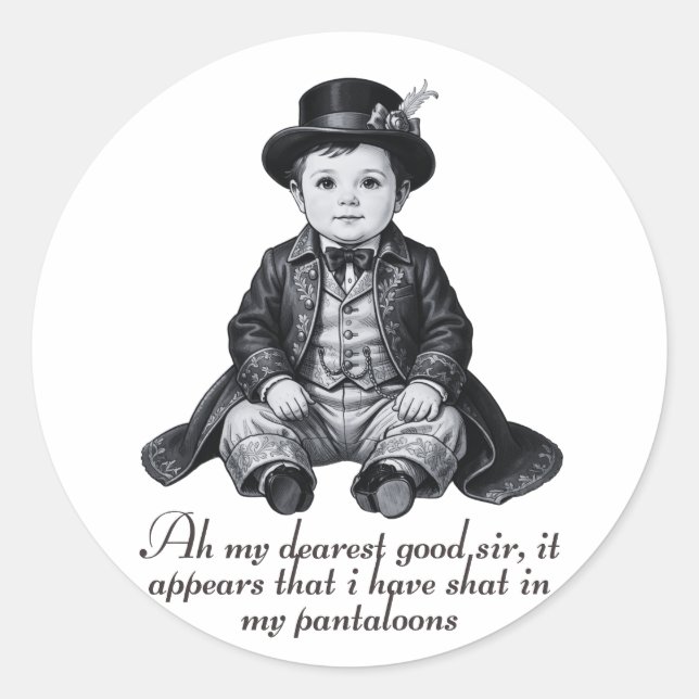 Adesivo Funny Victorian Baby Boy Print | Humorous Nursery  (Frente)