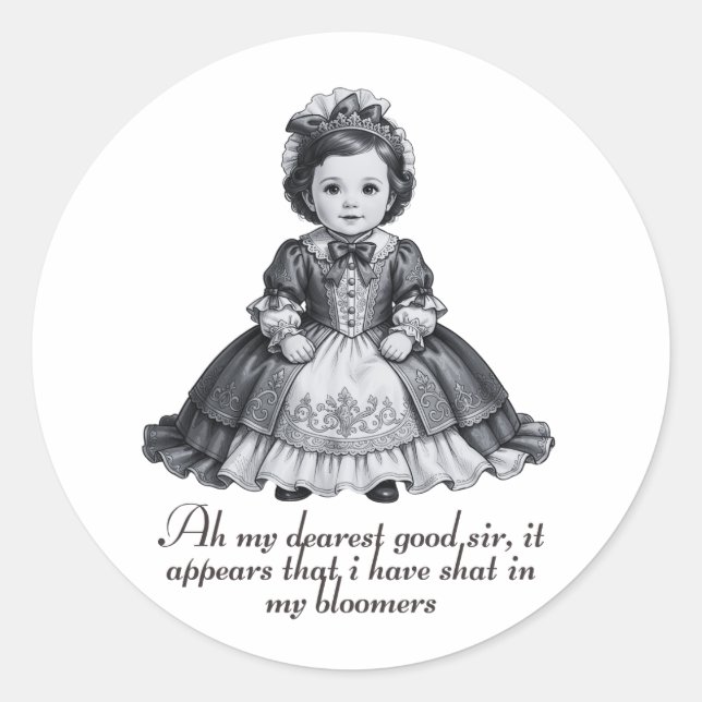 Adesivo Funny Victorian Baby Girl Print Humorous Nursery (Frente)