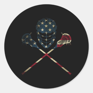 Adesivo Funny Vintage American Flag Lacrosse Esportes Nos