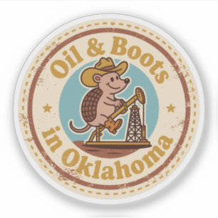 Adesivo Funny Vintage Oklahoma Armadillo Cowboy Retro