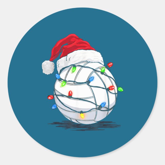 Adesivo Funny Volleyball Ball Christmas Graphics Lights Lo (Frente)