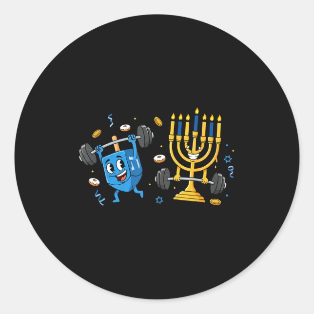 Adesivo Funny Weightlifting Gym Dreidel Menorah Hanukkah W (Frente)