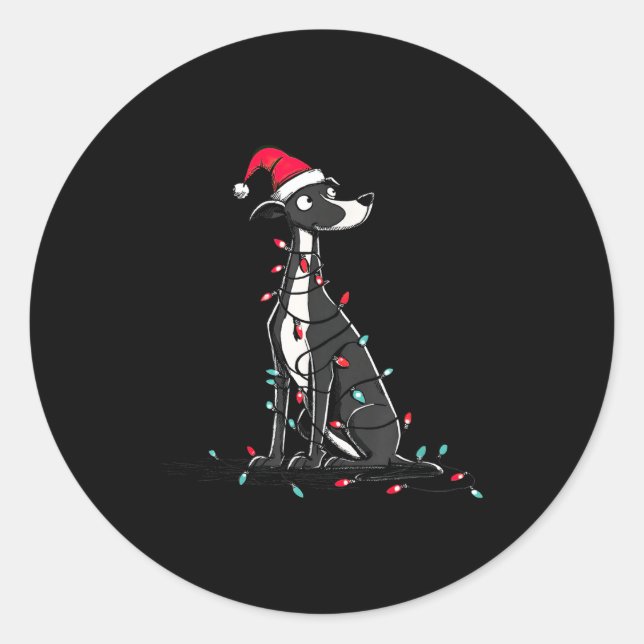 Adesivo Funny Whippet Christmas Graphics Dog Lights Lover  (Frente)
