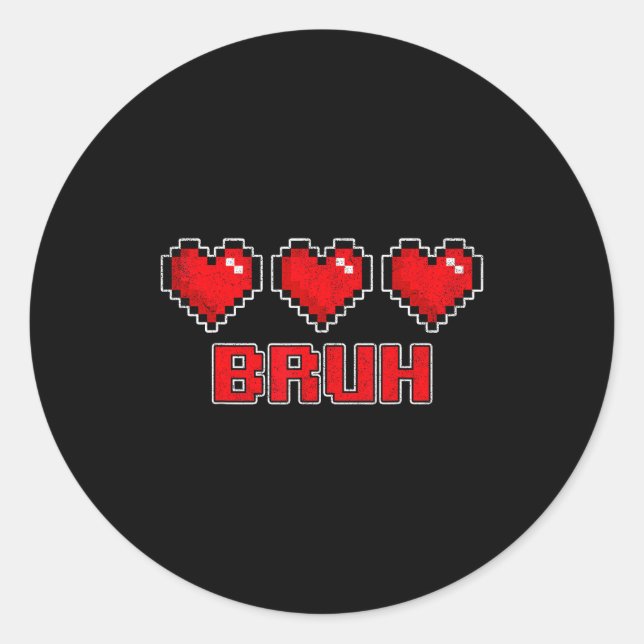 Adesivo Funny Xel Hearts Gamer Bruh, Valentines Video Game (Frente)