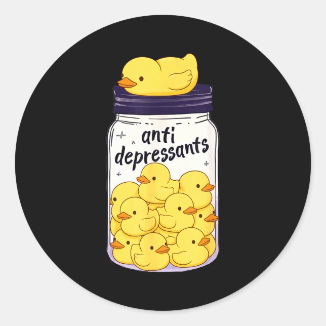 Adesivo Funny Yellow Duck Anti Depressant Jar Zoo Boys Gir (Frente)