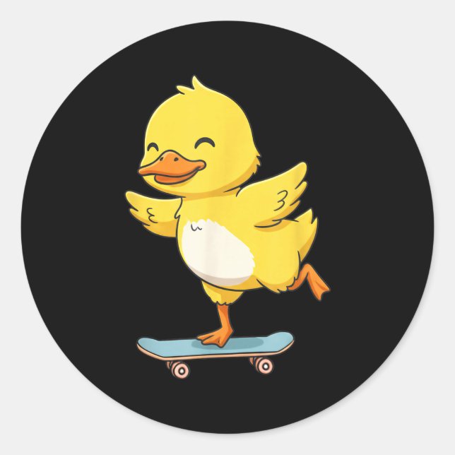 Adesivo Funny Yellow Duck Skater Skateboard Ballerina Zoo  (Frente)