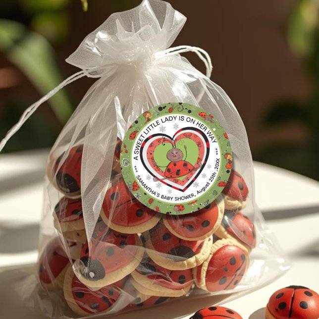 Adesivo Funny Yoga Stretch Ladybug Heart Baby Shower  (Funny Yoga Stretch Ladybug Heart Baby Shower Classic Round Sticker)