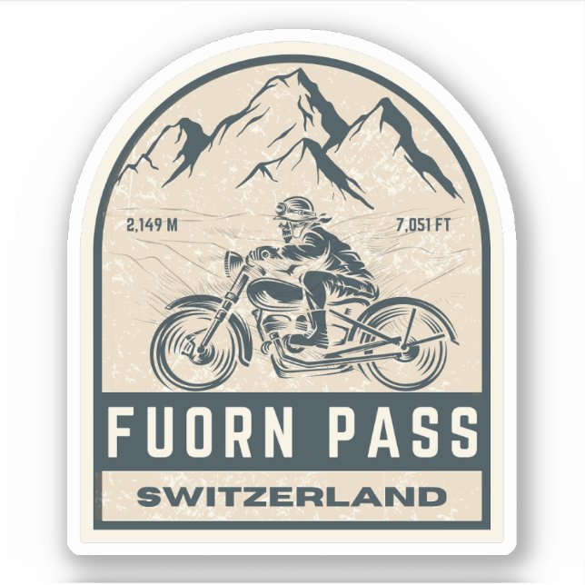 Adesivo Fuorn Pass-Ofenpass swiss -alps turnê de motocicle (Frente)
