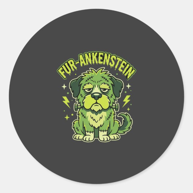 Adesivo Fur-Ankenstein Engraçado Cão Frankenstein Hallowee (Frente)