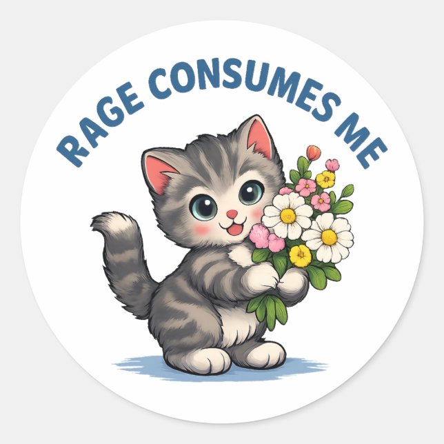 Adesivo Fúria de Gato Engraçado Me Consome (Frente)