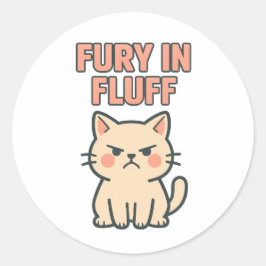 Adesivo Fúria em Fluff Gato Bravo Zangado Cartoon Fofo