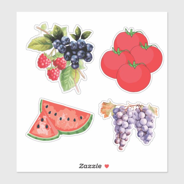 Adesivo Furit Sticker Pack Watermelon Berries Uvas (Folha)