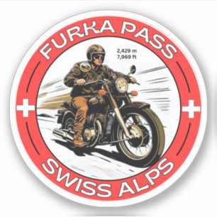 Adesivo furka pass - viagem de moto pela estrada de montan