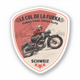 Adesivo furka pass - viagem de moto pela estrada de montan