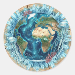 Adesivo Fusão da Natureza da Terra com a Vida Oceânica e A