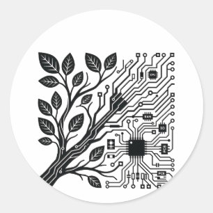 Adesivo Fusão da Natureza Tech Minimalista Linha de Ramal