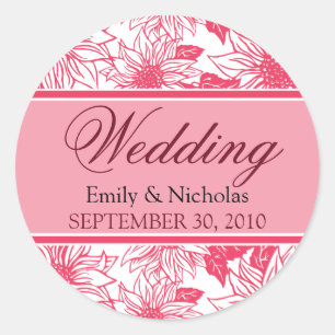 Adesivo Fuschia Girassóis Selo de Convite para Casamento