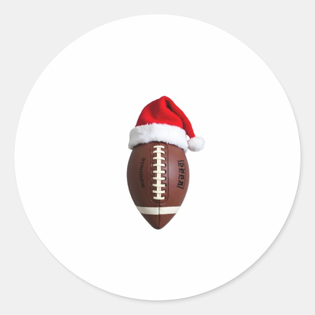 Adesivo Futebol Americano de Natal - Bola Santa Hat (2) (Frente)