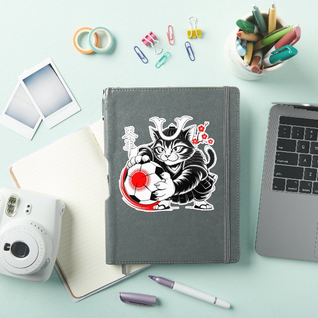 Adesivo Futebol Artístico de Gato Samurai para Laptops e C (Capa para iPad)