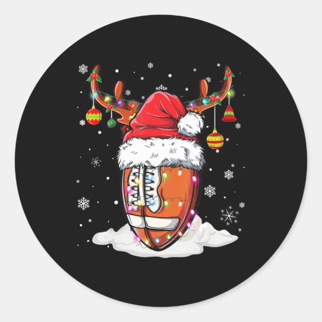 Adesivo Futebol Ball Santa Hat Reindeer Luzes de Natal (Frente)