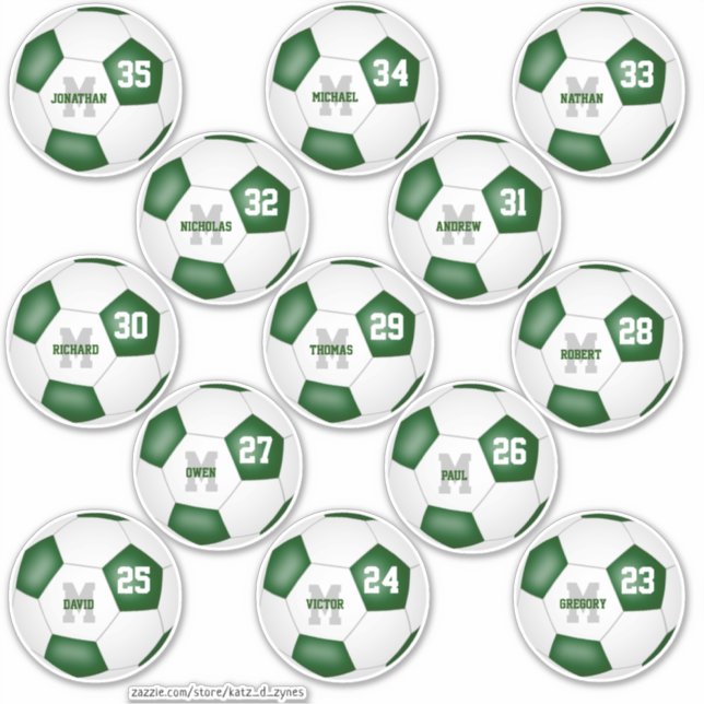 Adesivo futebol branco verde 13 personalizado individualme (Frente)