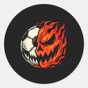 Adesivo Futebol de Halloween Ll Abóbora Chama Rosto Assust