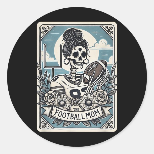 Adesivo Futebol Mãe Tarot Card Skeleton Futebol Mama Mot (Frente)