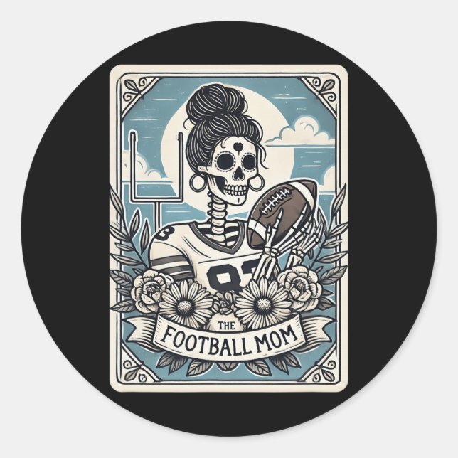 Adesivo Futebol Mãe Tarot Card Skeleton Futebol Mama Mot (Frente)