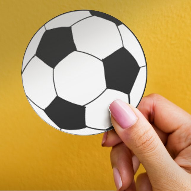 Adesivo Futebol negro e branco (Cute Black and White Soccer Football Classic Round Sticker)