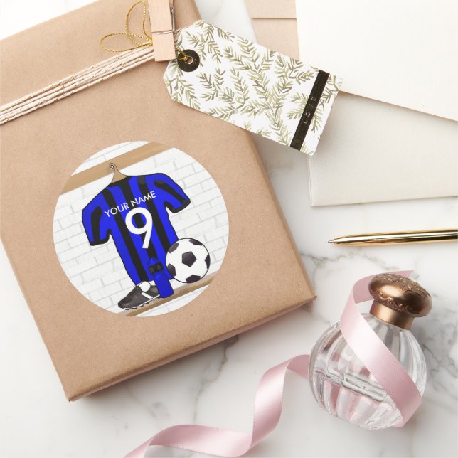 Adesivo Futebol preto e azul personalizado Jersey (Presentear)