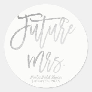 Adesivo Futura Sra. Faux Silver Foil Modern Script Favor