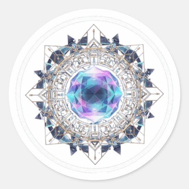 Adesivo Futuristic Crystal Mandala – Geometric Tech Art (Frente)