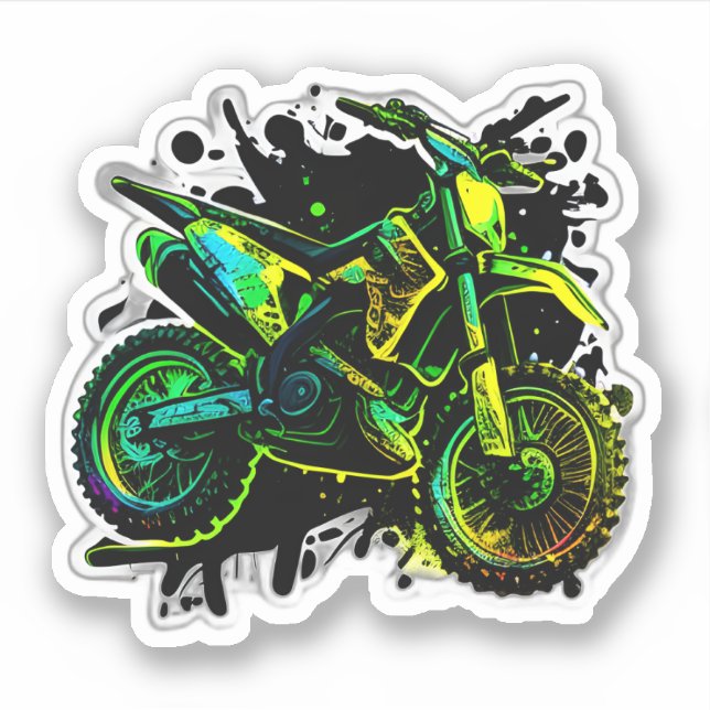 Adesivo Futurística, Neon Motocross Off Road Bike (Frente)