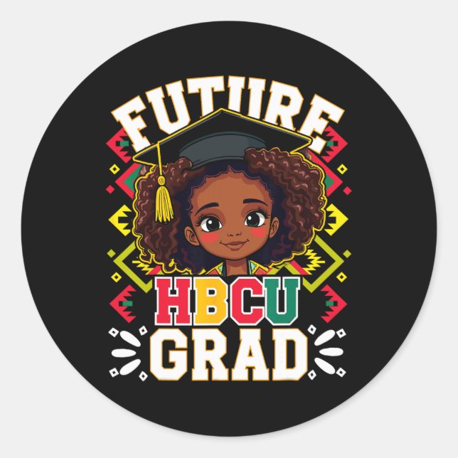 Adesivo Futuro Hbcu Formando Garota Negra Afro Crianças Hi (Frente)