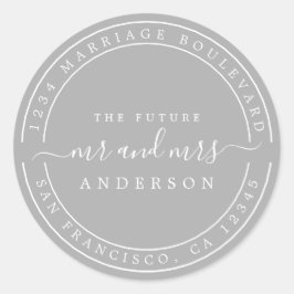 Adesivo Futuro Sr Sra Endereço de Devolução Casamento Cinz