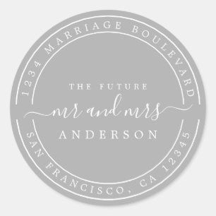 Adesivo Futuro Sr Sra Endereço de Devolução Casamento Cinz
