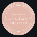 Adesivo Futuro Sr Sra Endereço de Devolução Rosa Empoeirad<br><div class="desc">Chic, moderno e simples adesivo redondo de endereço de devolução de casamento com o texto o futuro Sr e Sra em script elegante preto-desligado em um fundo rosa empoeirado. Basta adicionar seu nome e endereço. Exclusivamente projetado para você pelo Happy Dolphin Studio. Se precisar de ajuda ou produtos correspondentes, entre...</div>