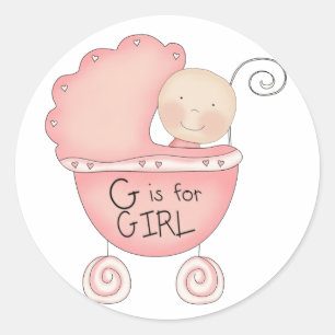 Adesivo G é para Menina Rosa Bebê