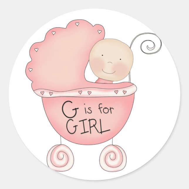 Adesivo G é para Menina Rosa Bebê (Frente)