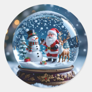 Adesivo G globo de neve com Papai Noel e Rena