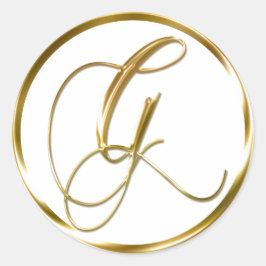 Adesivo G Monograma Faux Envelope Dourado Ou Favor Selo