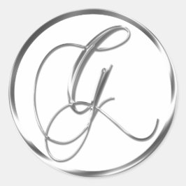 Adesivo G Monograma Faux Silver Envelope Ou Favor Seal