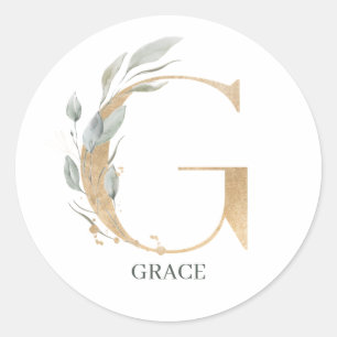 Adesivo G Monograma Floral Personalizado