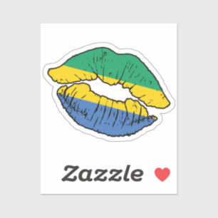 Adesivo Gabão Gabonês Lipstick Love Flag