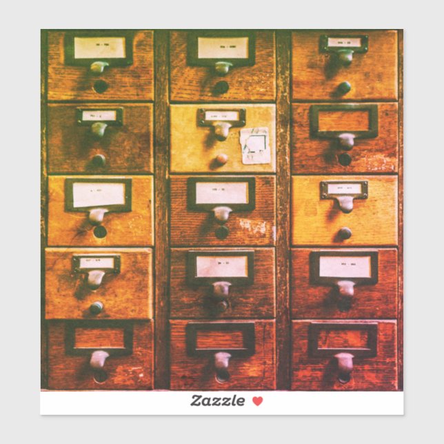 Adesivo Gabinete de madeira do catálogo de cartão de bibli (Folha)