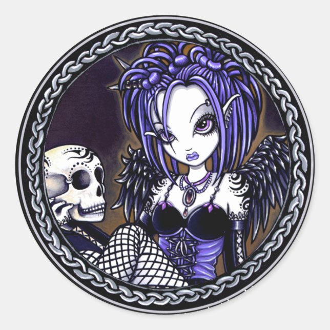 Adesivo Gabriella Blue Skull Gothic Angel Stickers (Frente)