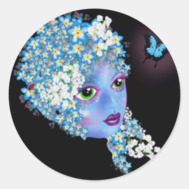 Adesivo GAIA Mãe Terra Fantasia Pagan Art de LeahG (Frente)