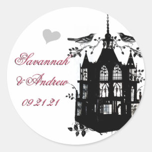 Adesivo Gaiola de Pássaro Vitoriana Rosa e Vinheta Negra